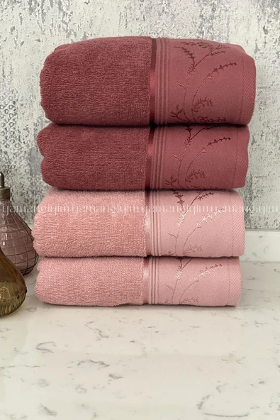 Özdilek Ditsy El-Yüz Havlusu 4 Adet-Pembe-Mürdüm ürün görseli 1