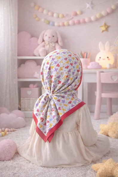 cs ilkim KIDS Dijital Baskılı Çocuk Tesettür Eşarp Pamuklu (83x83 cm) ürün görseli 1