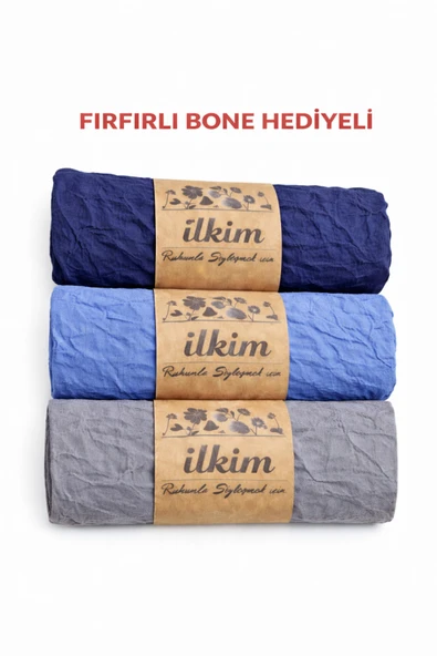 cs ilkim FIRFIRLI BONE HEDİYELİ KRAŞ ŞAL 3LÜ lacivert-mavi-gri ürün görseli 1