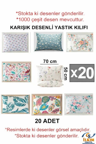 cs ilkim Yastık Kılıfı Karışık Desenli Gündelik Kullanımlık Düğünlük Dağıtmalık Okuluk (50*70 cm) ürün görseli 1