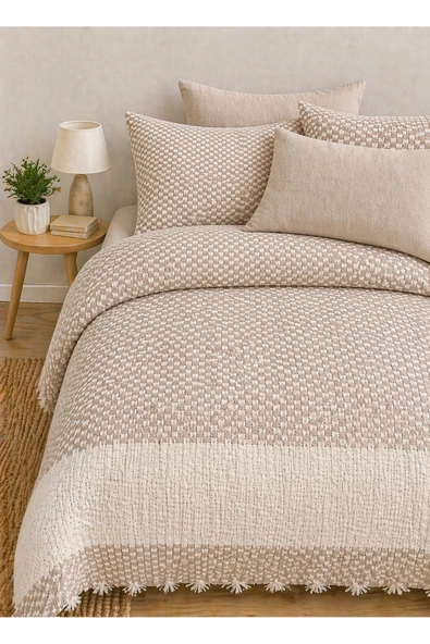 cs ilkim Natural %100 Pamuk Çift Kişilik Pike, Yatak Örtüsü ürün görseli 1