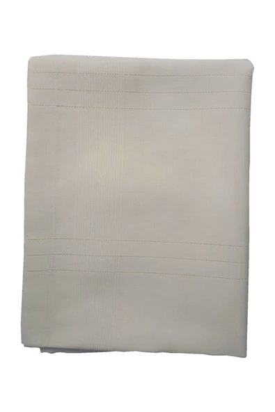 erciyesceyiz Polyester Kumaş Çizgili Masa Örtüsü 160*220 Cm Krem ürün görseli 1