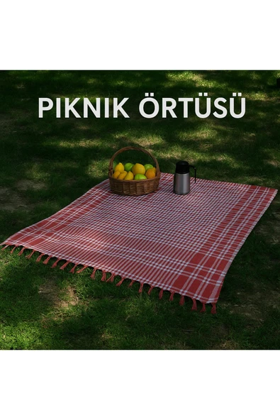 cs ilkim Kırmızı Çok Amaçlı Sofra Bezi Piknik Örtüsü 170 X 170 CM ürün görseli 1