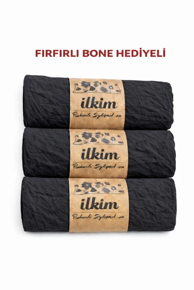 cs ilkim FIRFIRLI BONE HEDİYELİ 3LÜ KRAŞ ŞAL SİYAH ürün görseli 1