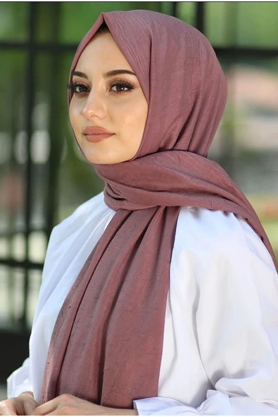 Mides scarf Bambu Kraş Şal Modeli-gül Kurusu - Resim 3