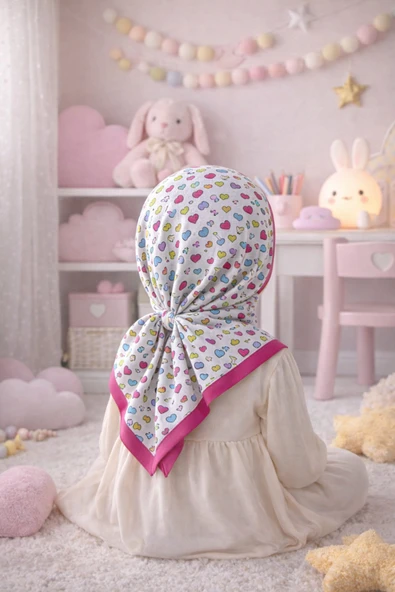 cs ilkim KIDS Dijital Baskılı Çocuk Tesettür Eşarp Pamuklu (83x83 cm) ürün görseli 1