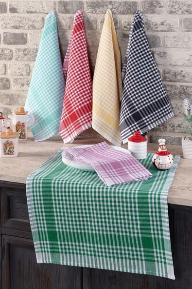 HOMELİFE EV TEKSTİL 3'lü Pöti Kareli Kurulama Bezi Mutfak Bulaşık Kurulama Bezi Servis Peçetesi Beslenme Örtüsü 45x65cm ürün görseli 1