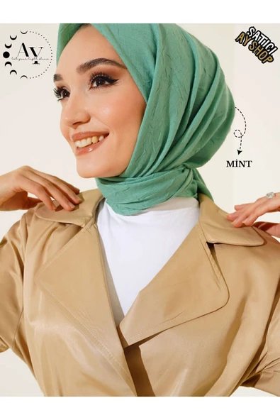 its AY shop Tesettür Kadın Bambu Kraş Mint Eşarp ürün görseli 1
