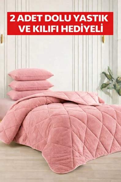 İlkim Tekstil "HEDİYELİ" cs İLKİM ÇİFT KİŞİLİK ÇİFT TARAFLI 195x215 LÜX WELSOFT YORGAN PUDRA ürün görseli 1