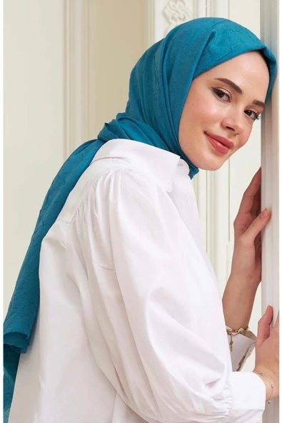 Mides scarf Bambu Kraş Şal Modeli-turkuaz Mavi ürün görseli 1