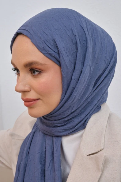KVSHOME Ütü Gerektirmeyen Bambu Kraş Şal ( Indigo Mavi) ürün görseli 1