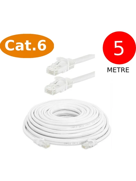 Cat6 Network Internet Ethernet Bilgisayar Kablosu RJ45 5 Metre Patch Kablo ürün görseli 1