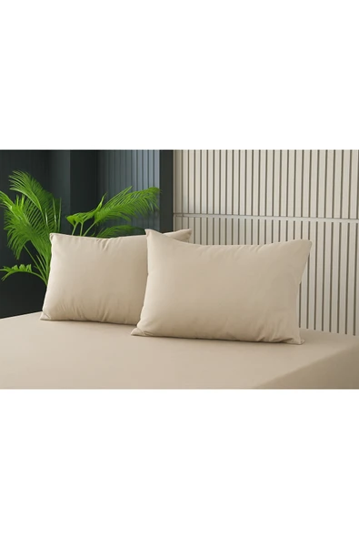 cs ilkim cs İLKİM 2 Adet Bej Pamuklu Fermuarlı 50x70 Cm Yastık Kılıfı ürün görseli 1