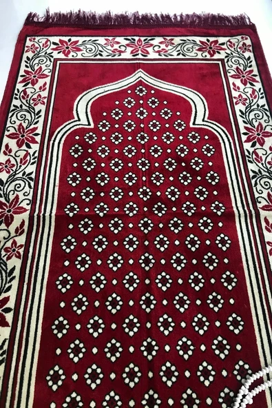 Kardelen Bordo Velür Kadife Namaz Seccadesi ürün görseli 1