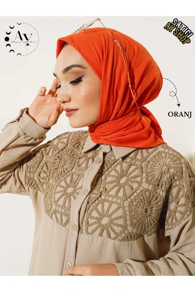 its AY shop Tesettür Kadın Bambu Kraş Oranj Eşarp ürün görseli 1