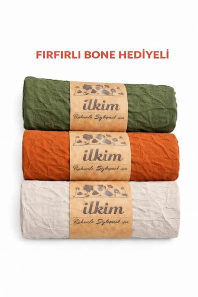 cs ilkim FIRFIRLI BONE HEDİYELİ KRAŞ ŞAL 3LÜ haki-kiremit-taş ürün görseli 1