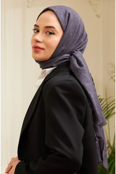 Mides scarf Bambu Kraş Şal Modeli-koyu Gri - Resim 3