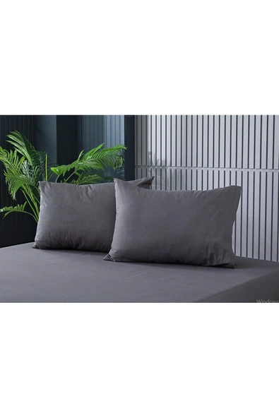 cs ilkim cs İLKİM 2 Adet Antrasit Pamuklu Fermuarlı 50x70 Cm Yastık Kılıfı ürün görseli 1