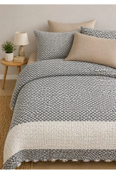 cs ilkim Natural %100 Pamuk Çift Kişilik Pike, Yatak Örtüsü ürün görseli 1