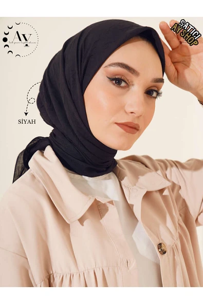 its AY shop Tesettür Kadın Bambu Kraş Siyah Eşarp ürün görseli 1
