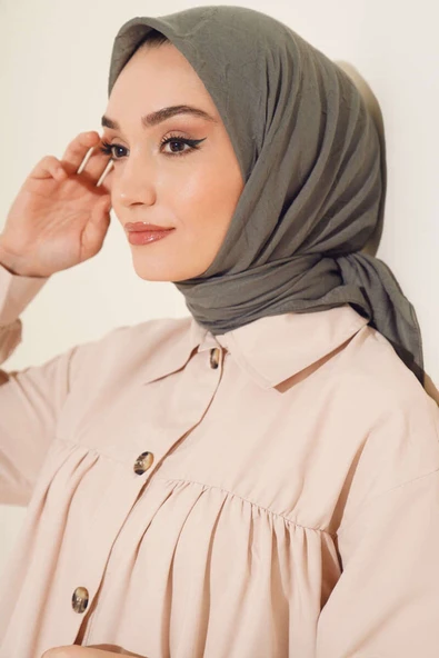 its AY shop Tesettür Kadın Bambu Kraş Cool Gri Eşarp ürün görseli 1