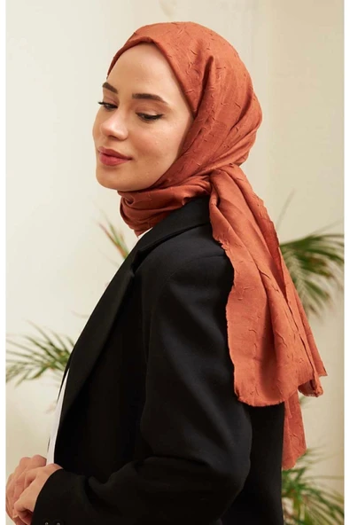 Mides scarf Bambu Kraş Şal Modeli-kiremit - Resim 3