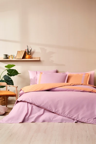 Özdilek Colour Stripe Tek Kişilik Nevresim Takımı Pembe ürün görseli 1