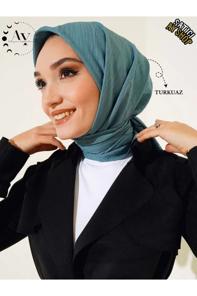 its AY shop Tesettür Kadın Bambu Kraş Turkuaz Eşarp ürün görseli 1