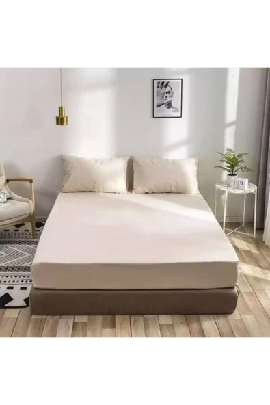 Mode More Mode morePenye Lastikli Çarşaf %100 Pamuk Krem Bej ürün görseli 1