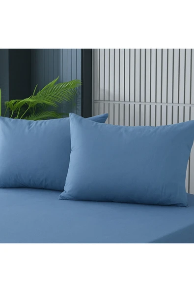 cs ilkim cs İLKİM 2 Adet Mavi Pamuklu Fermuarlı 50x70 Cm Yastık Kılıfı ürün görseli 1