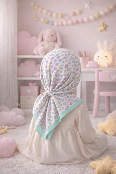 cs ilkim KIDS Dijital Baskılı Çocuk Tesettür Eşarp Pamuklu (83x83 cm) ürün görseli 1