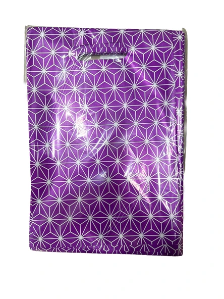 Omeyva Mor Geometrik Desenli Metalize Hediye Paketi El Geçmeli Poşet - 10x15 Cm. - 50 Adet ürün görseli 1