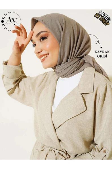its AY shop Tesettür Kadın Bambu Kraş Kayrak Grisi Eşarp ürün görseli 1