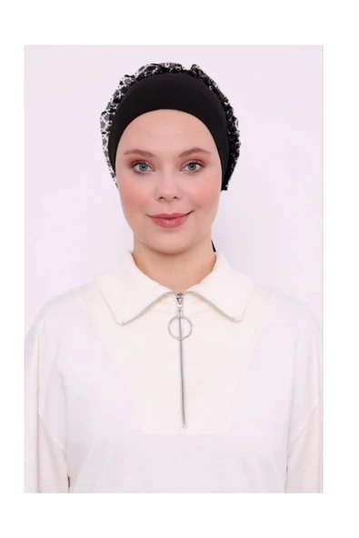LAVENDER Silikonlu Dikişsiz Fırfırlı Bone Siyah ürün görseli 1