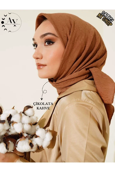 its AY shop Tesettür Kadın Bambu Kraş Çikolata Kahve Eşarp ürün görseli 1
