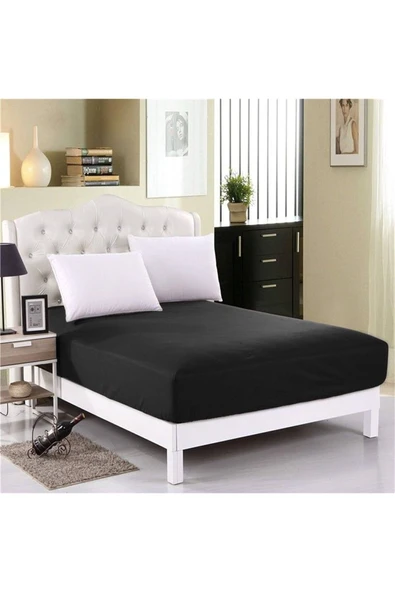 Home Meslina Penye Lastikli Çarşaf %100 Pamuk 100 x 200 SİYAH ürün görseli 1