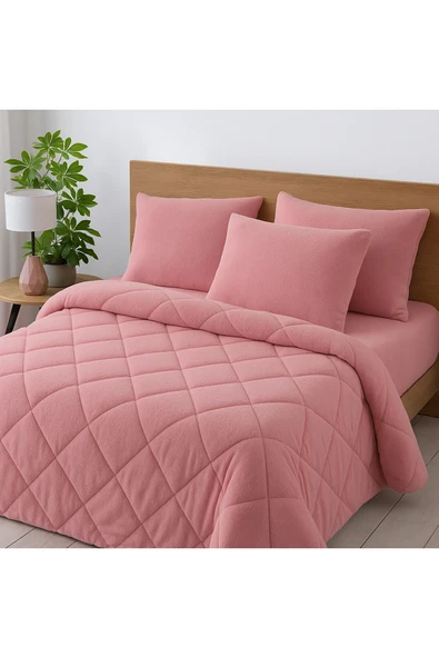 cs ilkim Vie En Cotton Çift Kişilik Lüx Pembe Welsoft Yorgan Çift Taraflı 195x215 ürün görseli 1