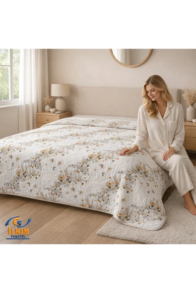 cs ilkim Kapitone Pamuklu Çift Kişilik, Çok Amaçlı Yatak Örtüsü / Pike 200 x 230 cm (YENİ MODEL) ürün görseli 1