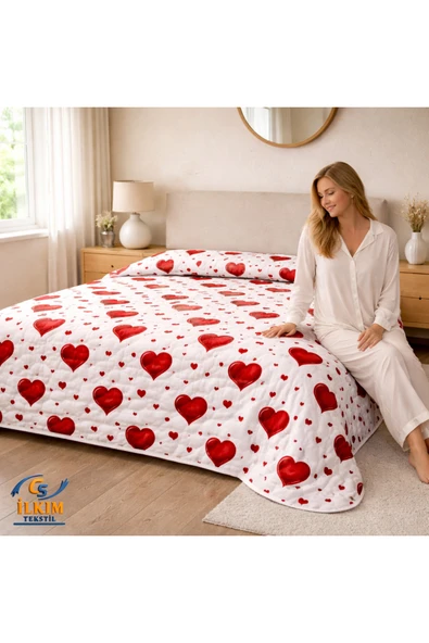 cs ilkim Kapitone Pamuklu Çift Kişilik, Çok Amaçlı Yatak Örtüsü / Pike 200 x 230 cm (YENİ MODEL) ürün görseli 1
