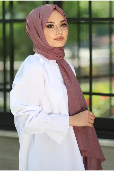 Mides scarf Bambu Kraş Şal Modeli-gül Kurusu - Resim 2