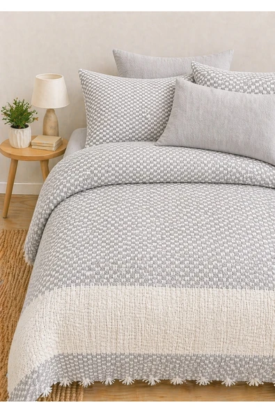 cs ilkim Natural %100 Pamuk Çift Kişilik Pike, Yatak Örtüsü ürün görseli 1
