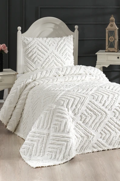 cs ilkim Cotton Collection Çift Kişilik Pike Takımı Vanilya ürün görseli 1