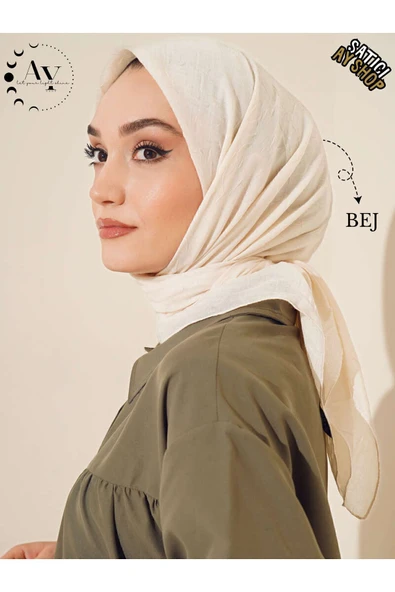 its AY shop Tesettür Kadın Bambu Kraş Bej Eşarp ürün görseli 1