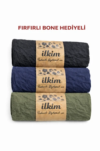 cs ilkim FIRFIRLI BONE HEDİYELİ 3LÜ KRAŞ ŞAL siyah-lacivert-haki ürün görseli 1