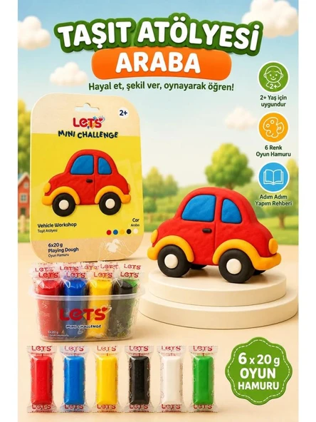 LETS OYUN HAMURU TASIT ATOLYESI ARABA 6x20g 1045 ürün görseli 1