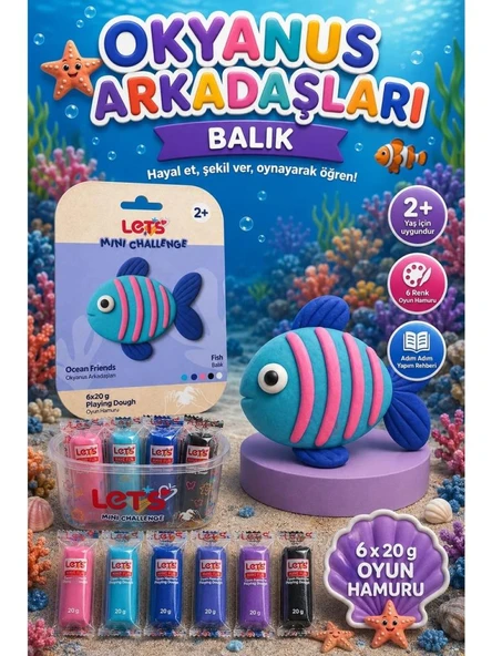 LETS OYUN HAMURU OCEAN ARKADASLARI BALIK 6x20g1032 ürün görseli 1