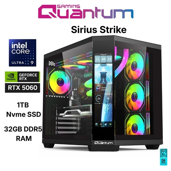 Quantum Gaming Sirius Strike Ultra 9 285K 32GB DDR5 1TB NVMe RTX5060 8GB 240mm Sıvı Soğutmalı Gaming Desktop ürün görseli 1