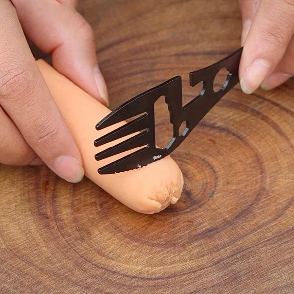 2'li Paket Taktiksel Spork Kaşık Çatal - 5 Fonksiyonlu - Paslanmaz Çelik ürün görseli 1