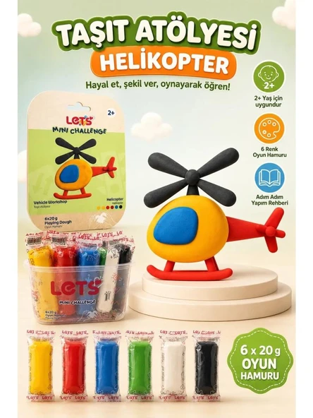 LETS OYUN HAMURU TASIT ATOLYESI HELIKOPT 6x20g1044 ürün görseli 1