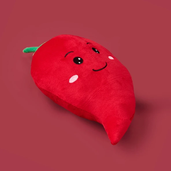 Soft Biber Figürlü Yastık - Kırmızı - 25 cm - Resim 3